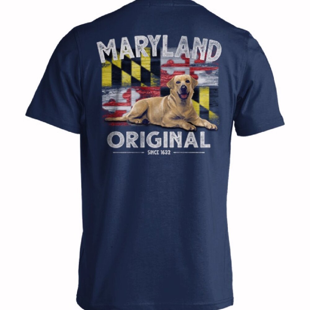 Maryland Faded Flag Dog Lab Short Sleeve T-Shirt - NEW Fast Ship